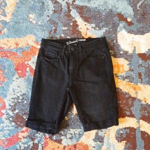 Black denim shorts